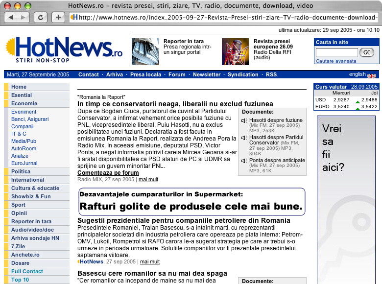 HotNews.ro în septembrie 2005