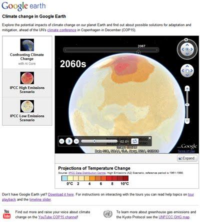 Schimbarile climatice pe Google Earth, Foto: Google Blog