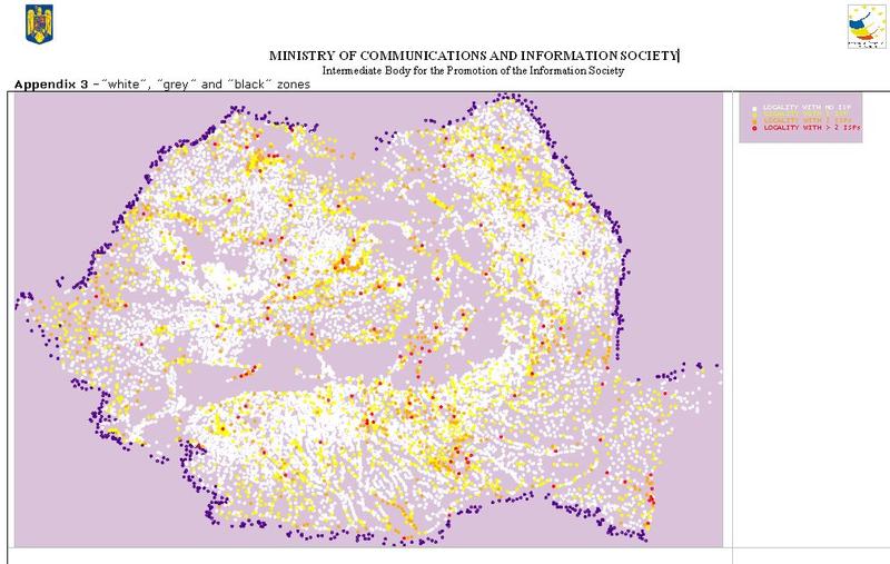 Acoperirea broadband in Romania, Foto: MCSI