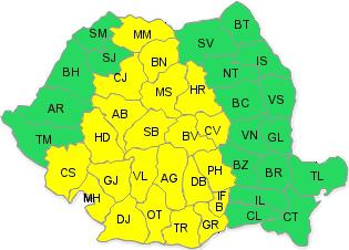 Atentionare COD GALBEN 19-20 iunie, Foto: Administratia Nationala de Meteorologie
