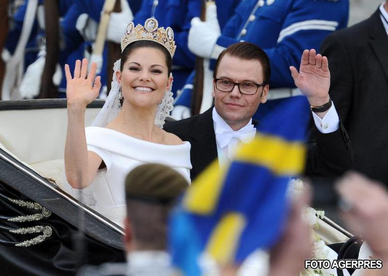 Printesa Victoria si Printul Daniel Westling, dupa ceremonia de la Catedrala din Stockholm, Foto: Agerpres