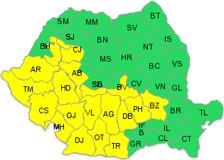 Atentionare cod galben 21-22 iunie, Foto: Administratia Nationala de Meteorologie
