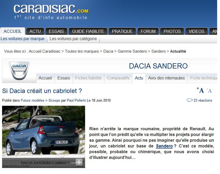 Francezii isi imagineaza cum ar fi o Dacia cabrio, Foto: Captura Caradisiac