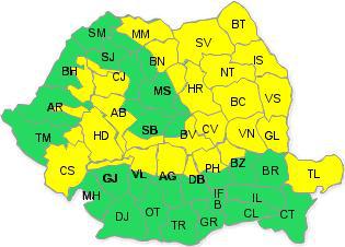 Avertizare cod galben 22 - 23 iunie, Foto: Administratia Nationala de Meteorologie