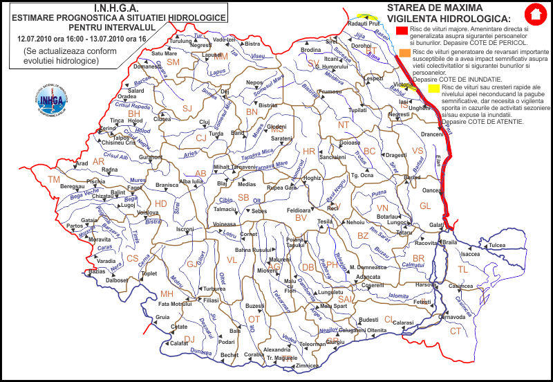 Avertizare cod rosu pe Prut, Foto: INHGA