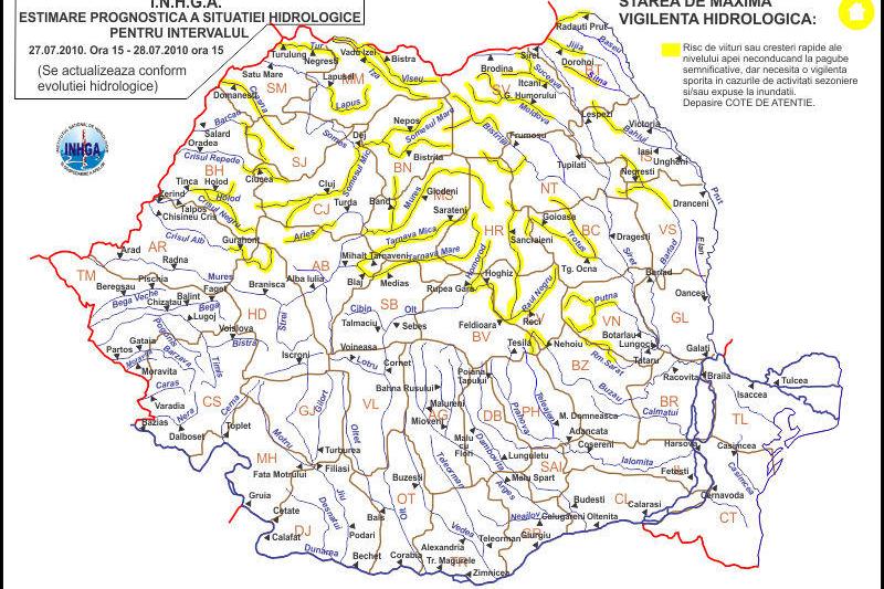 Avertizare Hidrologica 27-07-28.07.2010, Foto: Institutul National de Hidrologie si Gospodarire a Apelor