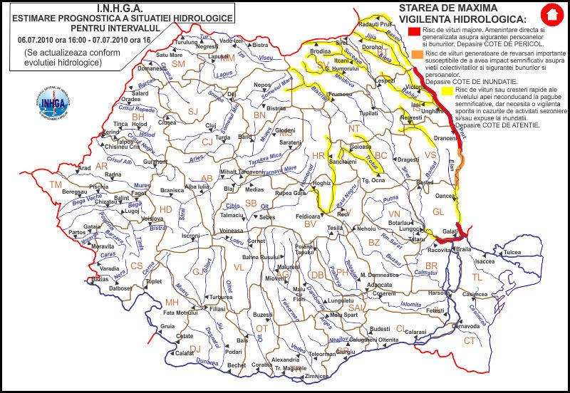 avertizare hidro - cod rosu, Foto: INHGA