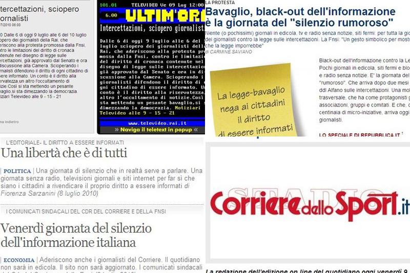 Institutiile media italiene anunta greva pe paginile online, Foto: Colaj foto