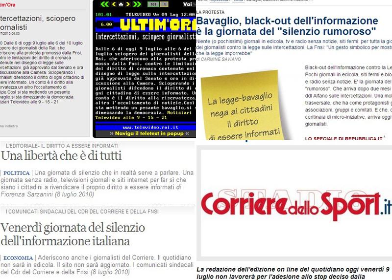 Institutiile media italiene anunta greva pe paginile online, Foto: Colaj foto