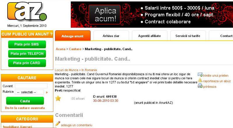 Captura_SMS inselator, Foto: Orange Romania