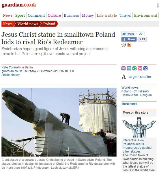Statuia lui Iisus Hristos din Polonia, Foto: Captura The Guardian