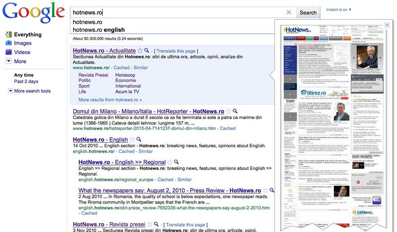Google Instant Preview, Foto: captura ecran