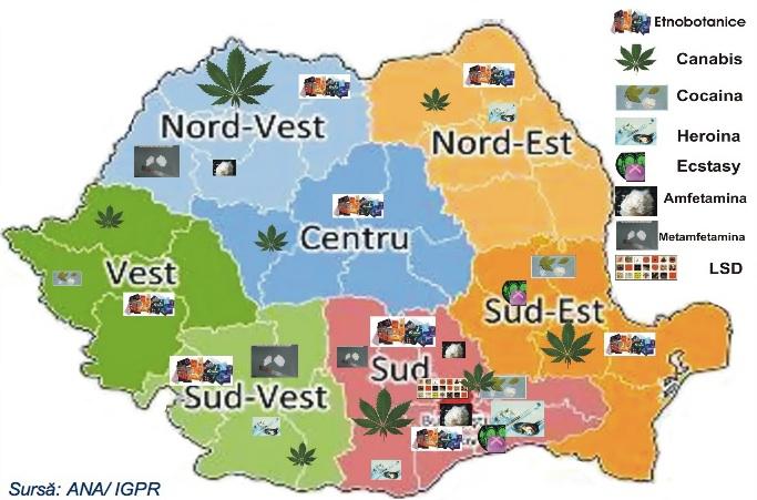 Distributia drogurilor in Romania, in 2010, Foto: Agentia Nationala Antidrog