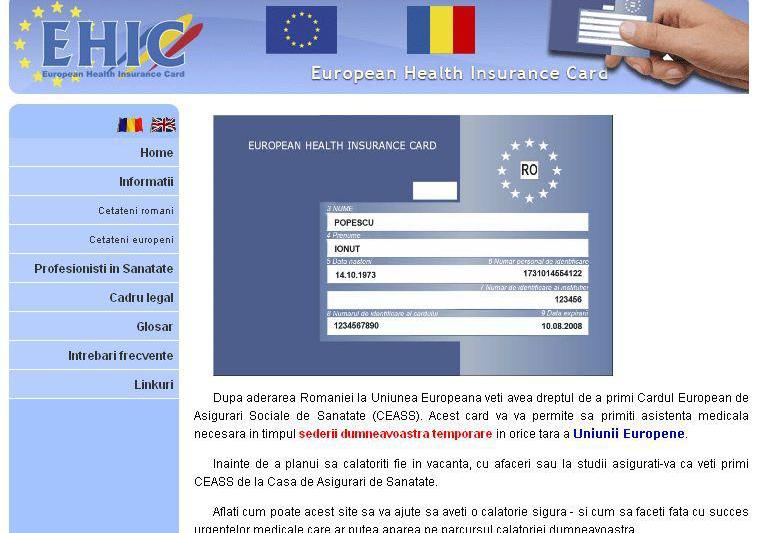 Card european de sanatate, Foto: Captura CEASS.ro