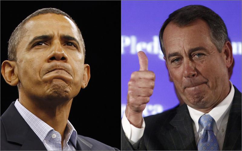 Obama (stg) a pierdut o batalie importanta. Victoria e a republicanului John Boehner(dr) , Foto: Reuters