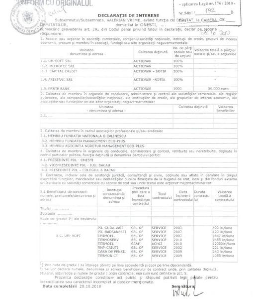 Declaratie de interese, Foto: Hotnews