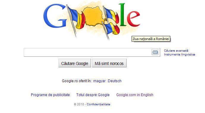 Logo Google cu Ziua Nationala a Romaniei, Foto: captura Google