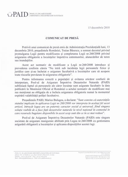 Comunicat PAID, Foto: PAID