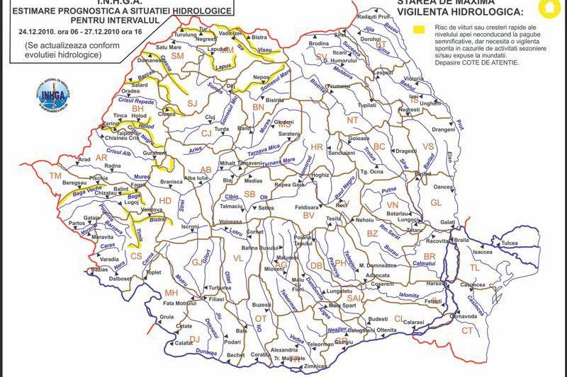 Atentionare hidrologica 24-27 decembrie, Foto: INHGA