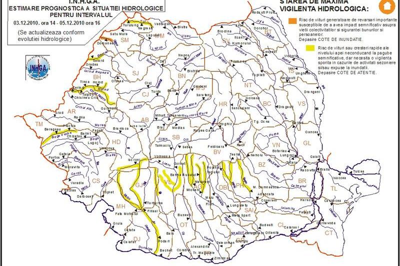 Atentionare hidrologica 4-5 decembrie, Foto: INHGA