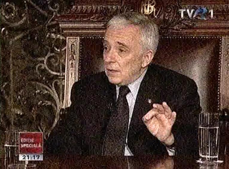 Mugur Isarescu la TVR, Foto: Captura TVR1