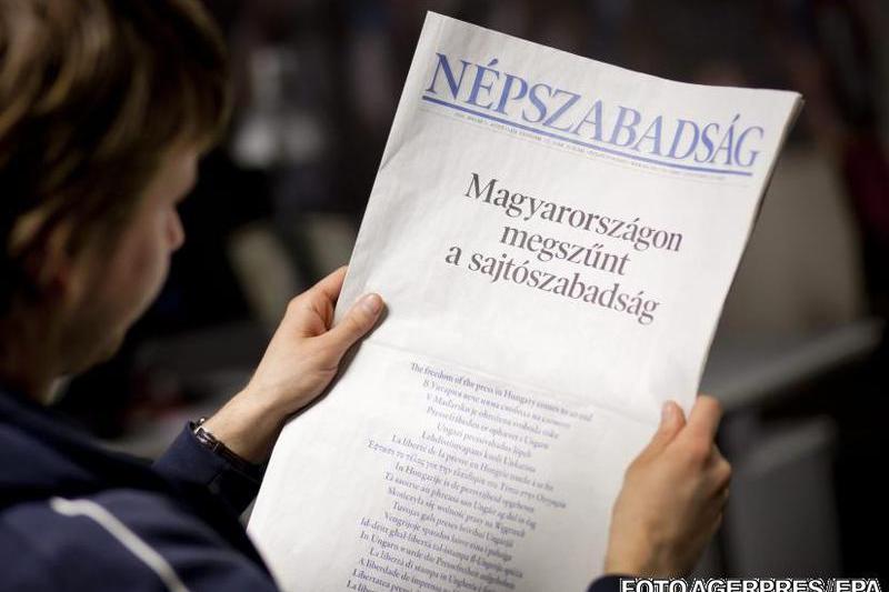 Protest pe prima pagina a Nepszabadsag, 3 ianuarie, Foto: Agerpres