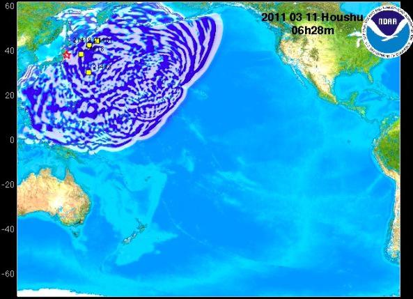 Modul in care se va propaga tsunami-ul in Oceanul Pacific, Foto: NOAA