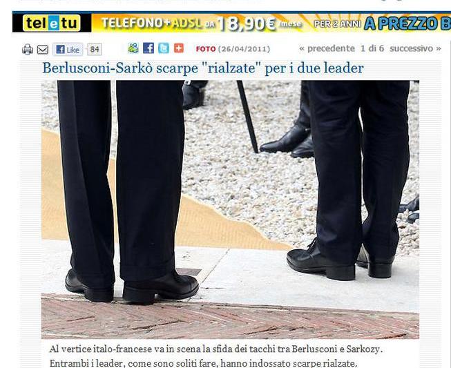 Berlusconi si Sarkozy, cu tocurile inaltate, Foto: Captura la Stampa