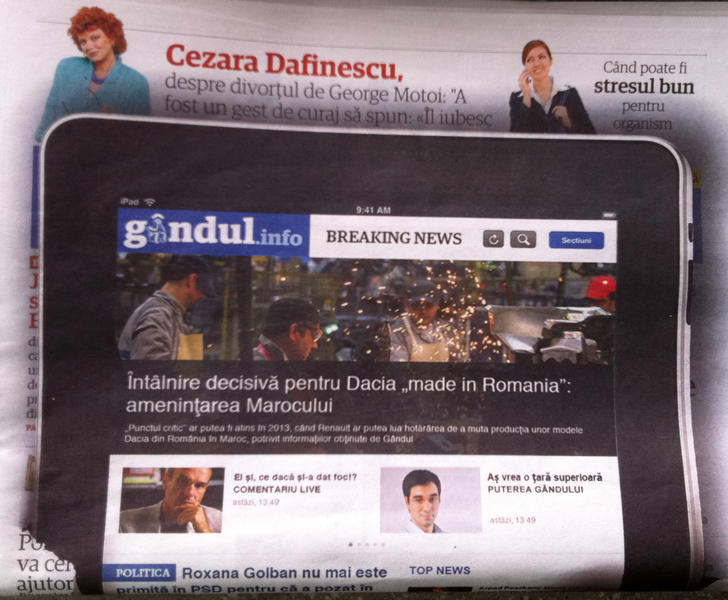 Prima pagina a ultimei editii tiparite Gandul, Foto: Hotnews