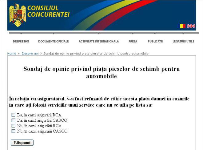 Intrebari din chestionar, Foto: Captura Consiliul Concurentei
