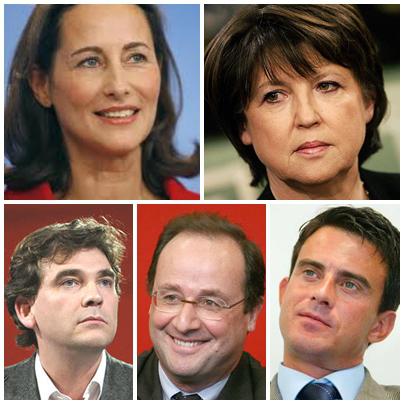 Segolene Royal, Martine Aubry, Arnaud Montebourg, Francois Hollande si Manuel Valls, Foto: Colaj foto