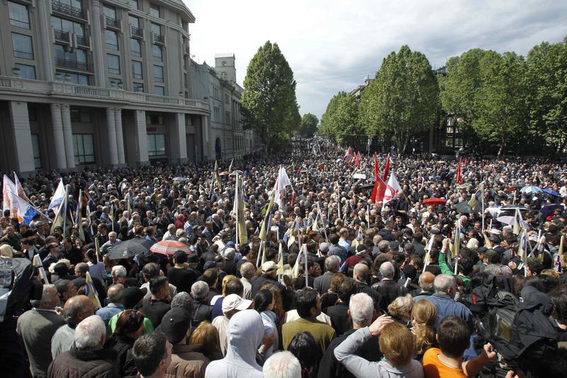 Protestatari adunati in Tbilisi, Foto: Reuters