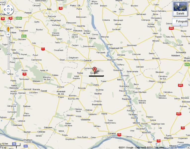 Localizarea pe harta a satului Deveselu (Olt), Foto: Google Maps