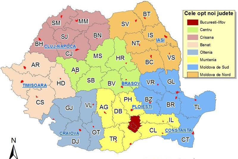 Reorganizarea Romaniei pe regiuni (varianta vehiculata in 2011), Foto: Hotnews