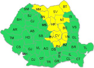 Cod galben de ploi 28-29 iunie, Foto: Administratia Nationala de Meteorologie