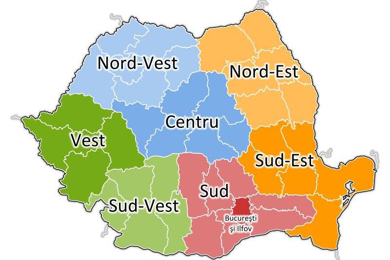 Cele 8 regiuni de dezvoltare functionale in prezent, Foto: Hotnews