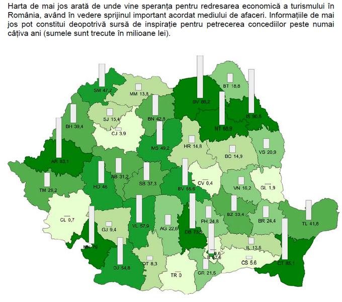 Harta investitiilor in turism in cadrul POR, Foto: IPP