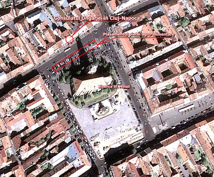 Plasamentul unei piete agro-alimentare in centrul Clujului, Foto: Google Earth
