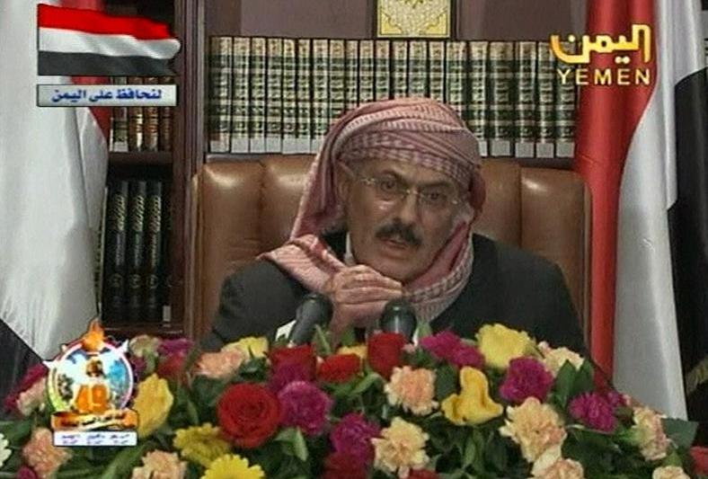 Presedintele Saleh, la prima interventie tv dupa intoarcerea in Yemen, Foto: Reuters