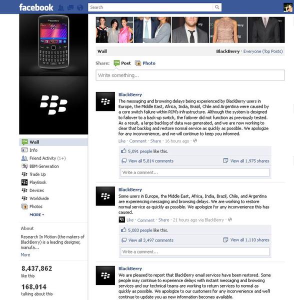 Comunicate oficiale RIM pe Facebook, Foto: Hotnews