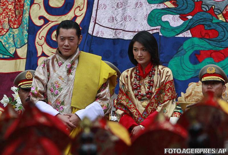 Regele Bhutanului si noua sa regina, Foto: Agerpres/AP