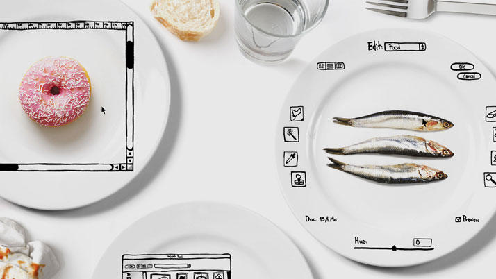 iPlate, setul de farfurii pictat cu instrumente din lumea digitala, Foto: Todd Borka