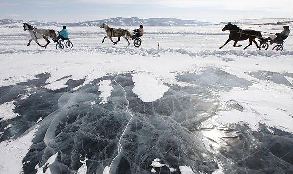 Cursa pe rau inghetat, Foto: Reuters