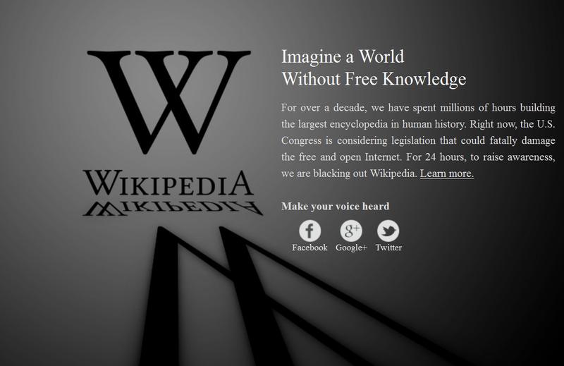 Wikipedia a ales un mod radical de protest, Foto: Wikipedia