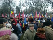 Grup de manifestanti PSD la mitingul USL