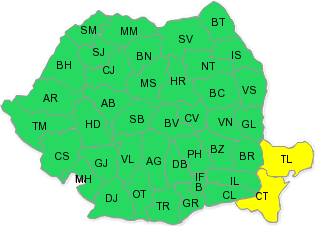 Cod galben Constanta, Tulcea, Foto: ANM