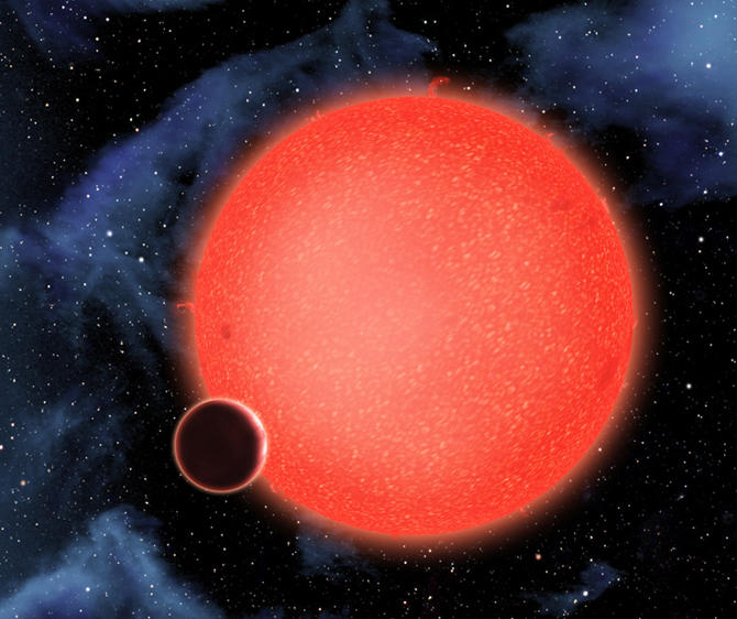 Exoplaneta GJ 1214b in jurul stelei sale, Foto: NASA