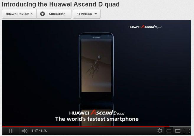 Huawei Ascend D quad core, Foto: Captura Youtube.com