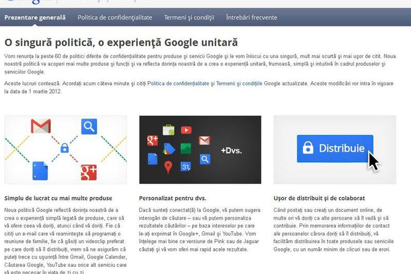 O noua politica de confidentialitate Google, Foto: Hotnews