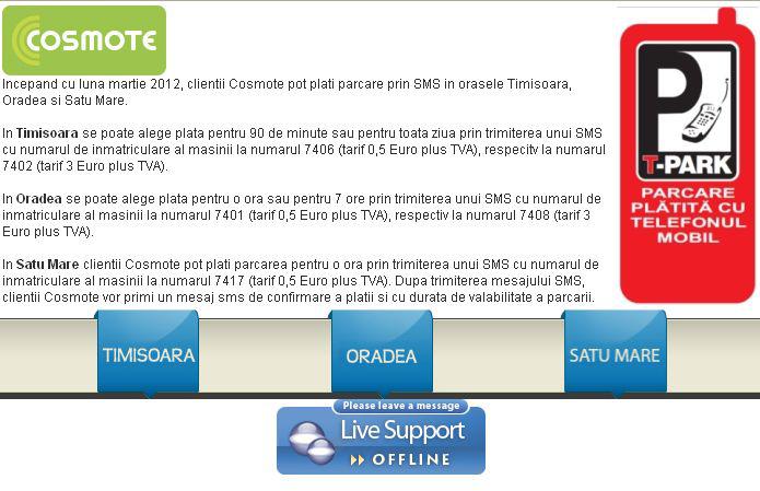 Sistemul TPark de plata a parcarii prin SMS, Foto: Captura TPark.ro